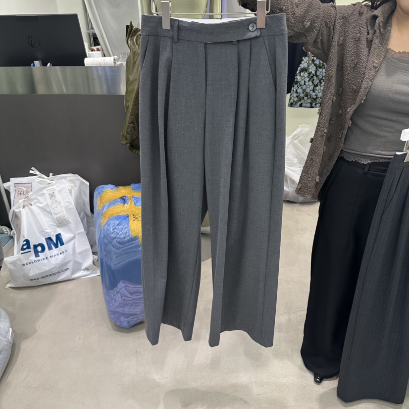 WAVEWATER東大門實拍女裝新品職業時尚真品熱賣休閑褲條紋WAVEWATER休閑褲圖色1
