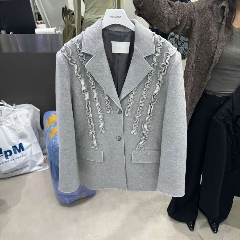 WAVEWATER東大門代購女士新款時尚熱賣真品人氣西裝西服褶邊WAVEWATER西裝/西服圖色1