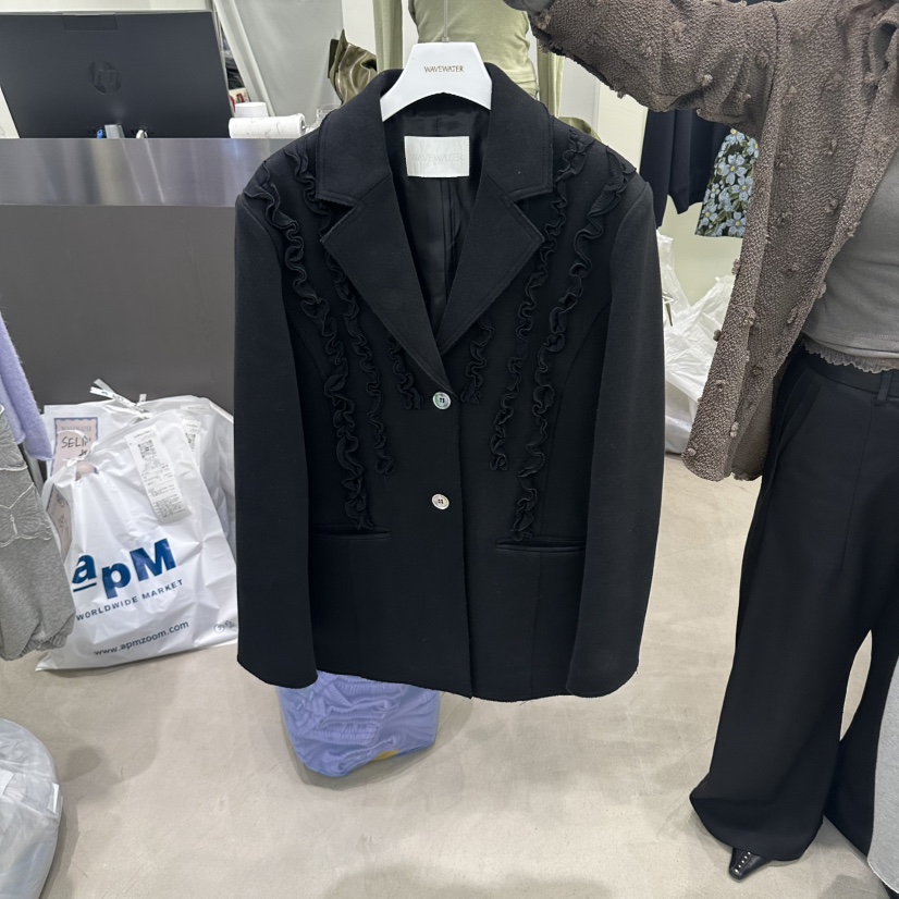 WAVEWATER東大門代購女士新款時尚熱賣真品人氣西裝西服褶邊WAVEWATER西裝/西服圖色2