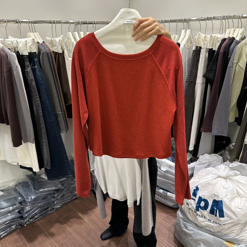 STORIES韓國代購女裝新品休閑推薦時尚熱賣長袖T恤插肩袖STORIES長袖T恤圖色3