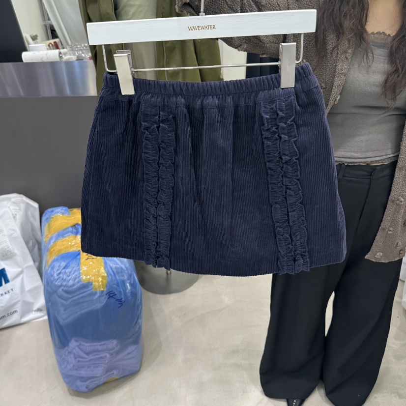 WAVEWATER東大門代購女士新款休閑熱賣人氣職業時尚短裙褶邊WAVEWATER短裙圖色3