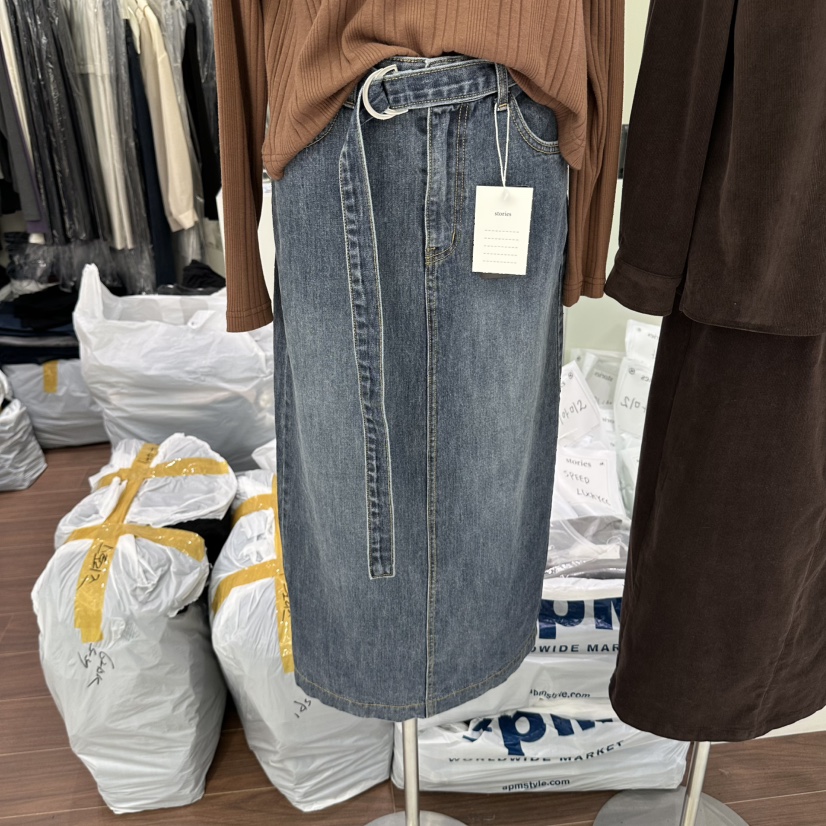 STORIES東大門直郵女裝新品休閑熱賣時尚人氣長裙含腰帶系帶STORIES長裙