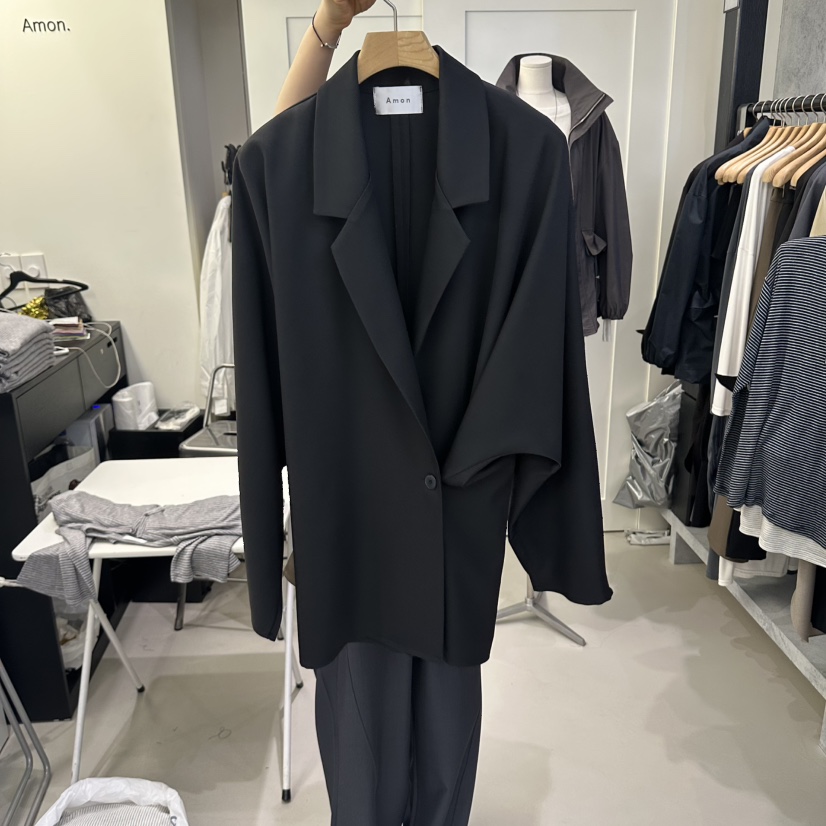 AMON東大門直郵女裝新品職業休閑時尚推薦熱賣夾克不對稱AMON夾克圖色2黑色