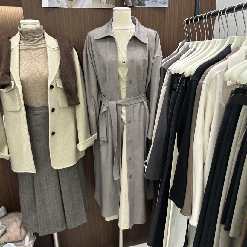 ONVEIL東大門代購女士新品休閑職業推薦熱賣長款風衣含腰帶ONVEIL長款風衣
