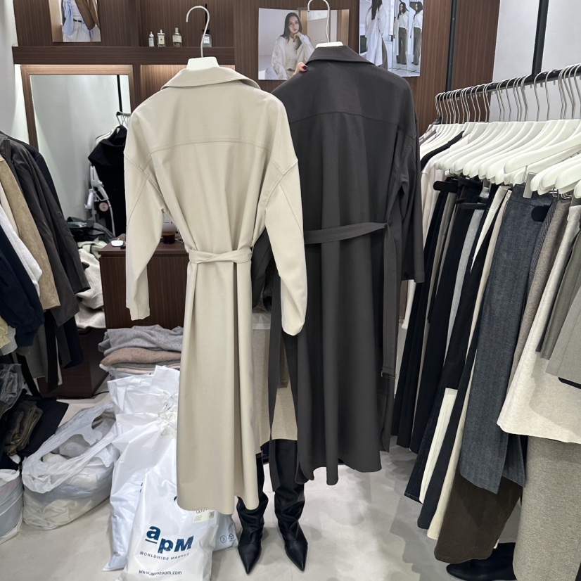 ONVEIL東大門代購女士新品休閑職業推薦熱賣長款風衣含腰帶ONVEIL長款風衣