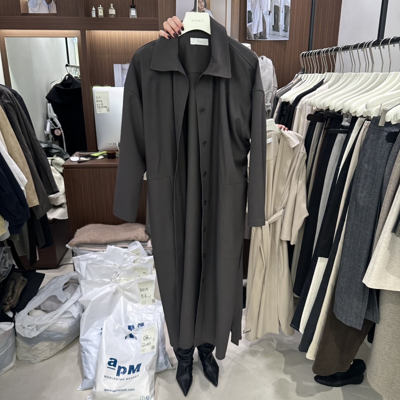 ONVEIL東大門代購女士新品休閑職業推薦熱賣長款風衣含腰帶ONVEIL長款風衣圖色2