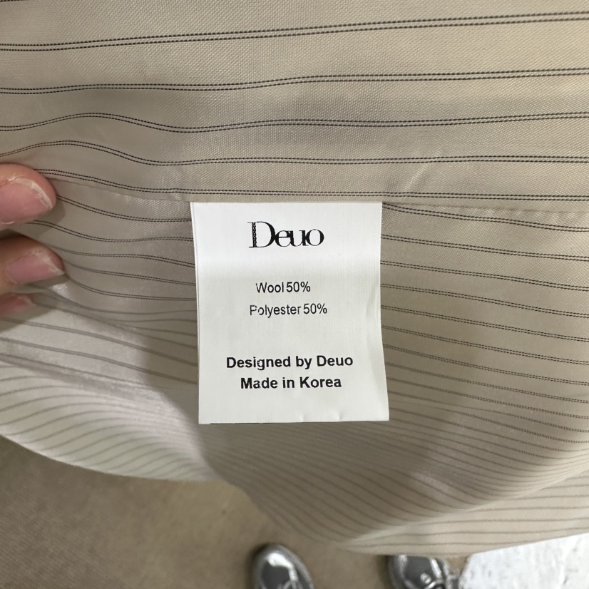 DEUO東大門代購女裝新品真品休閑職業推薦中長款大衣含腰帶DEUO中長款大衣