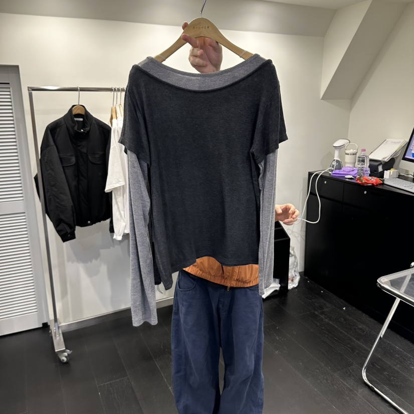 URBAN BREEZE東大門直郵女裝新品熱賣長袖T恤假兩件不含URBAN BREEZE長袖T恤圖色1
