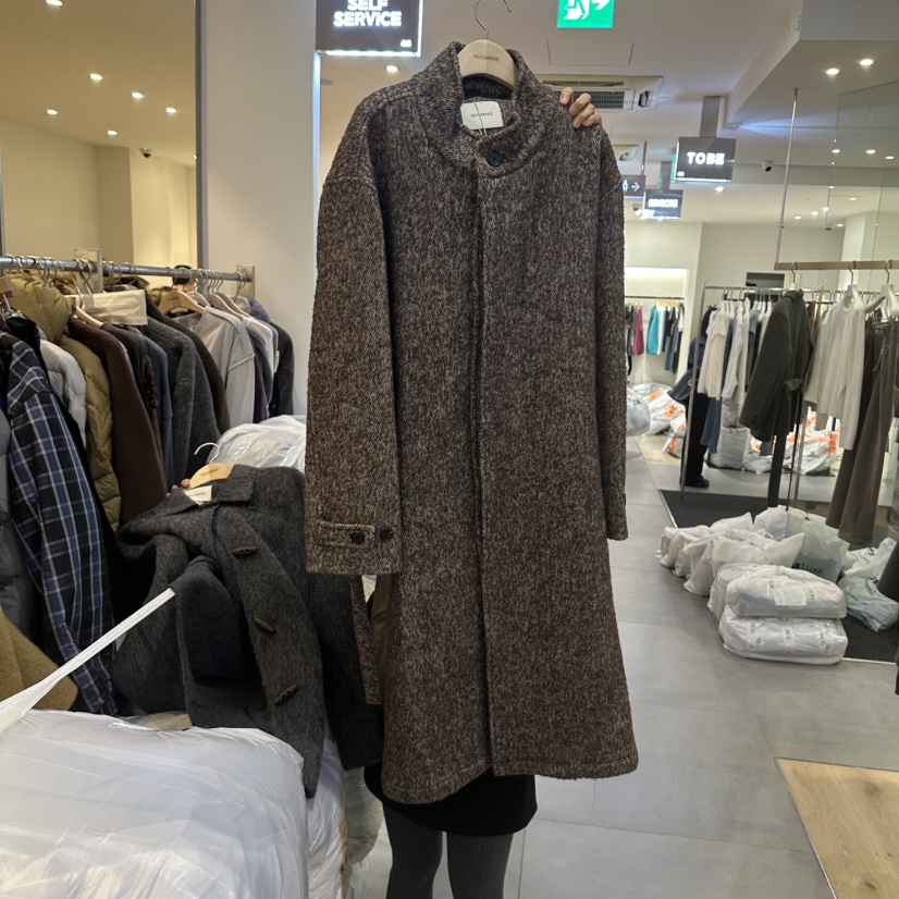 SELF SERVICE/MASOF韓國代購女裝新品休閑中長款大衣人字紋含腰帶SELF SERVICE/MASOF中長款大衣圖色1