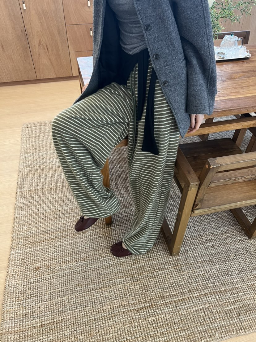 ME MO東大門代購女裝新款真品推薦熱賣時尚休閑休閑褲條紋ME MO休閑褲