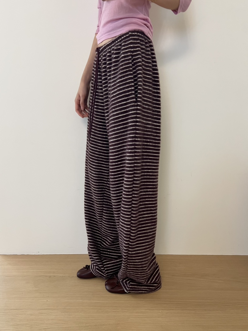 ME MO東大門代購女裝新款真品推薦熱賣時尚休閑休閑褲條紋ME MO休閑褲
