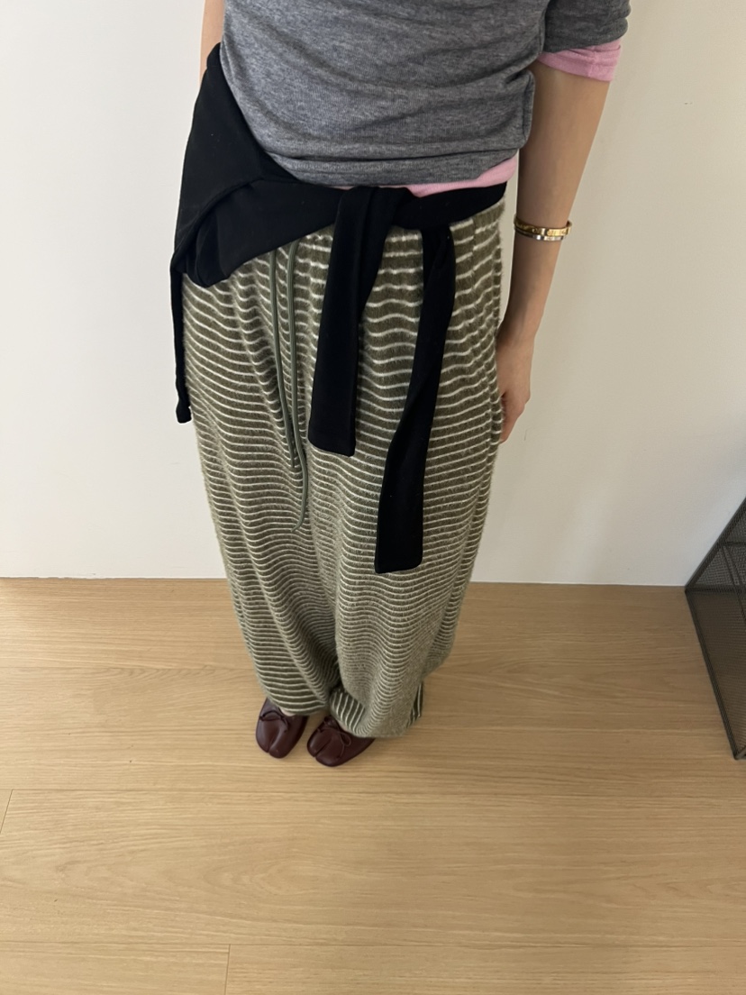 ME MO東大門代購女裝新款真品推薦熱賣時尚休閑休閑褲條紋ME MO休閑褲圖色2