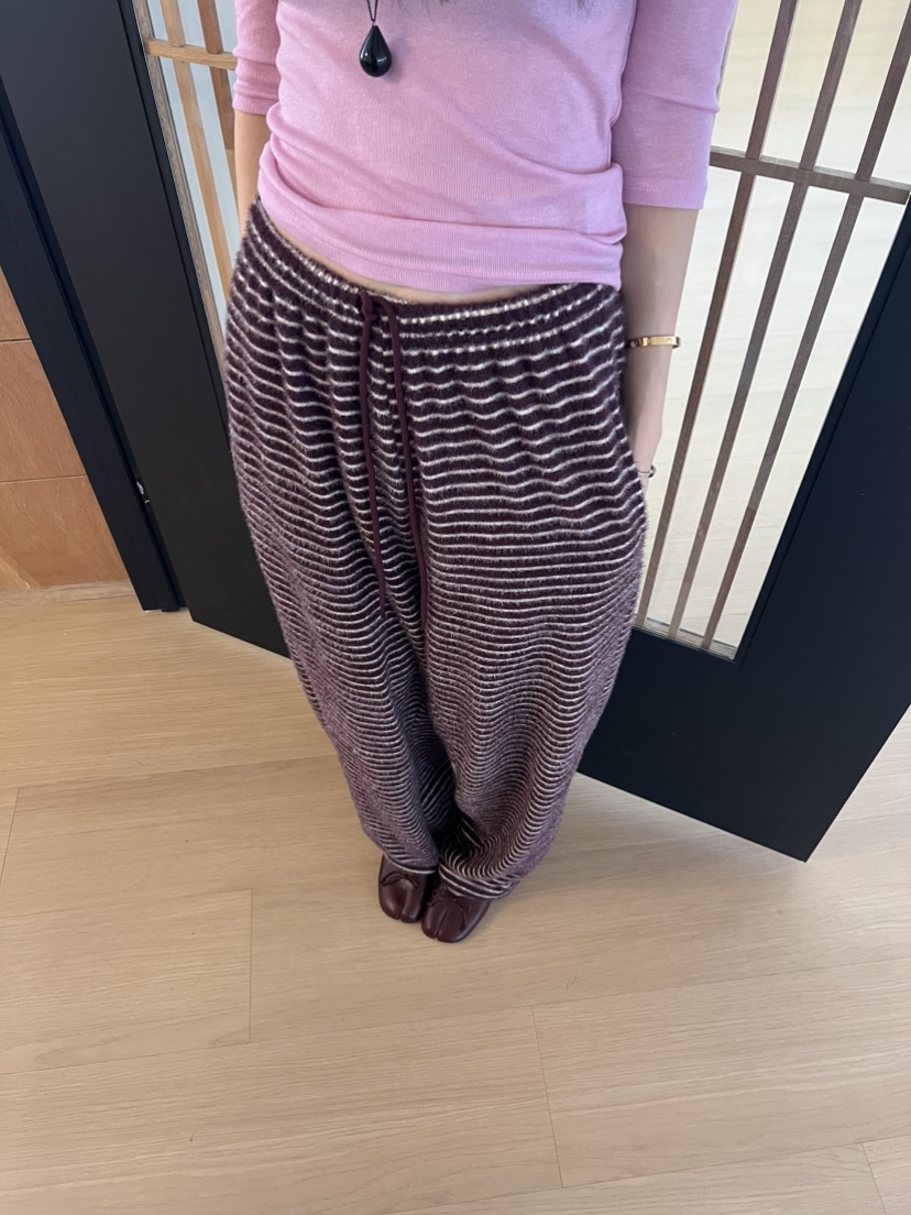 ME MO東大門代購女裝新款真品推薦熱賣時尚休閑休閑褲條紋ME MO休閑褲圖色3