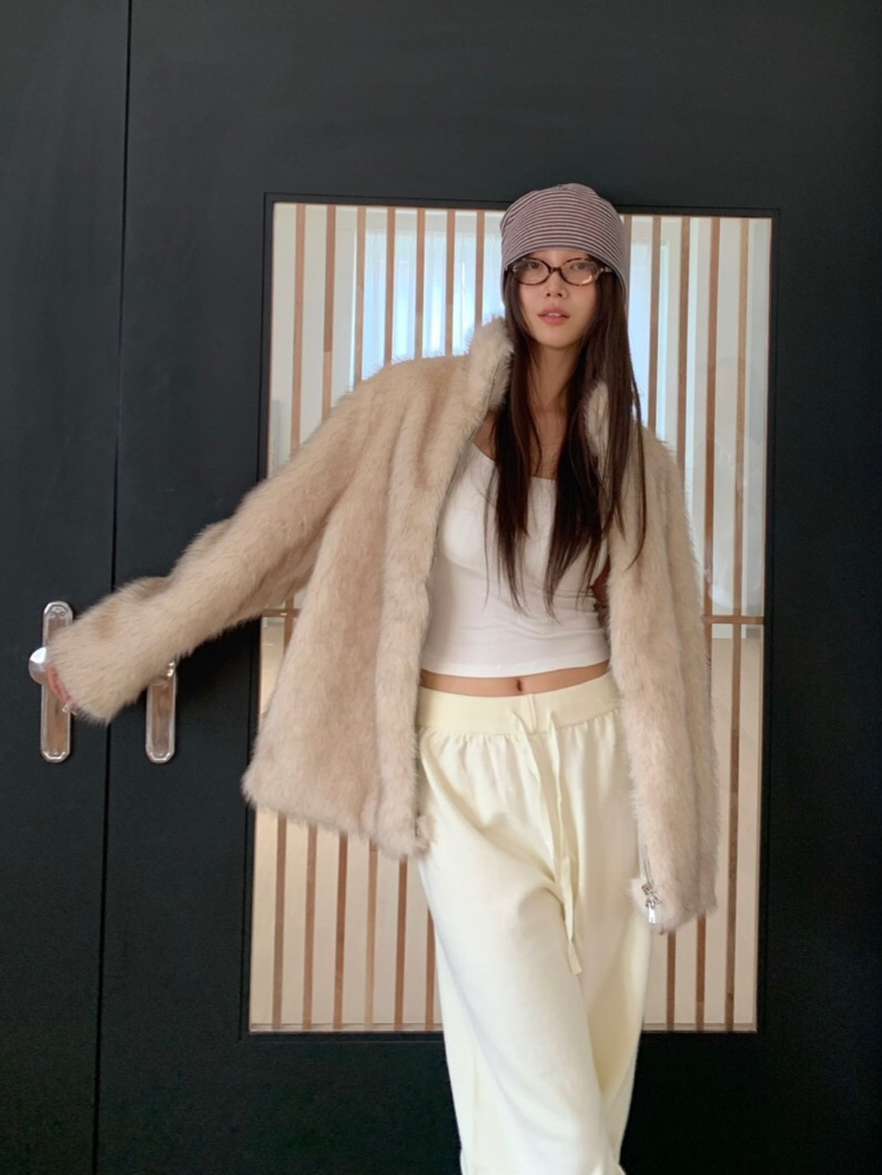 LIKEVAM東大門代購女士新款休閑真品人氣時尚短款大衣皮草LIKEVAM短款大衣