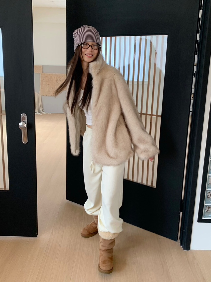 LIKEVAM東大門代購女士新款休閑真品人氣時尚短款大衣皮草LIKEVAM短款大衣
