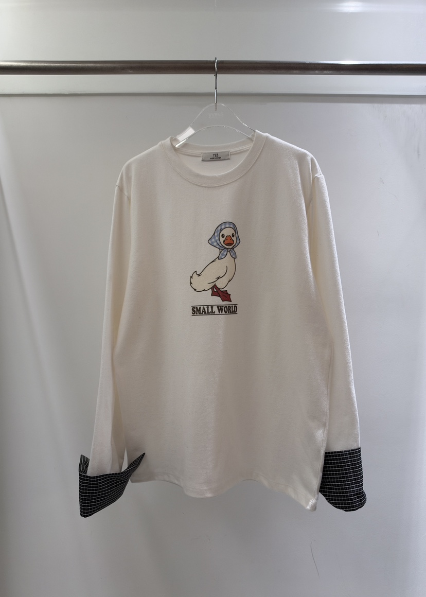 YES韓國直郵女裝新品真品熱賣職業休閑推薦時尚長袖T恤磨毛YES長袖T恤圖色2