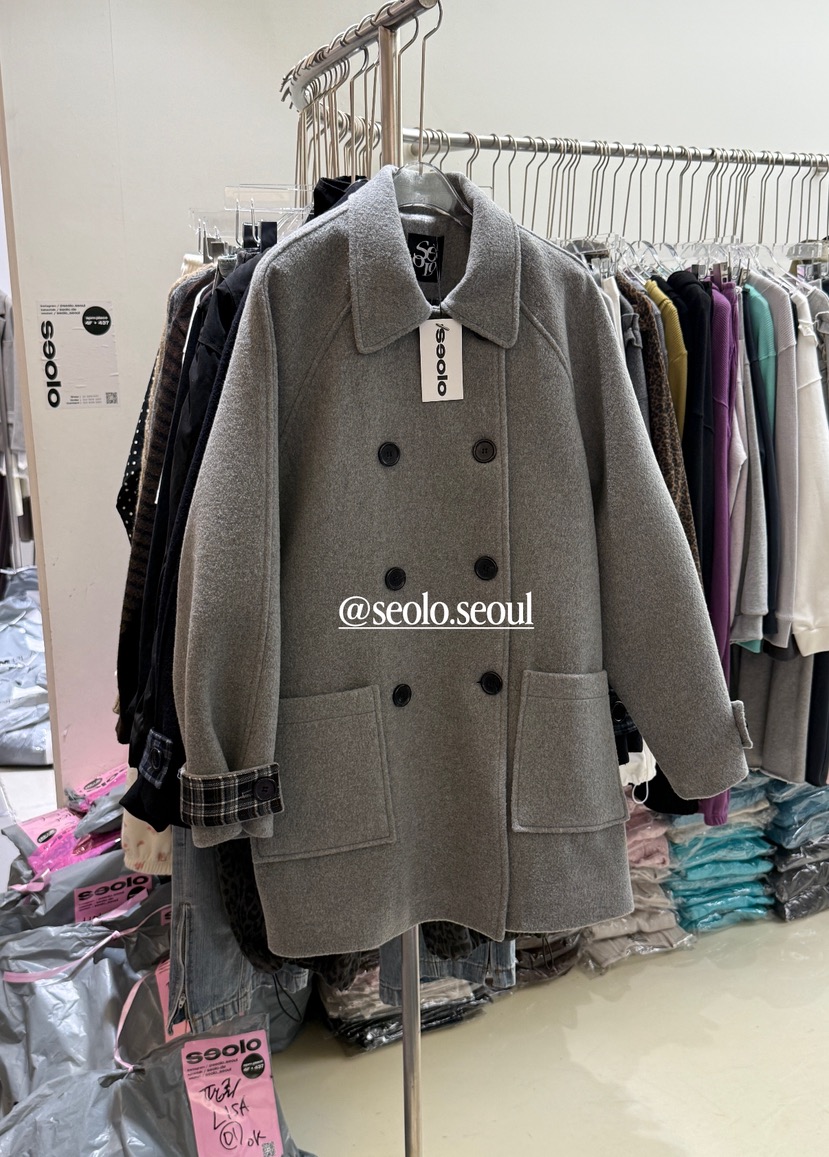 SEOLO東大門代購女裝新款真品熱賣推薦休閑中長款大衣雙領Seolo seoul中長款大衣圖色1