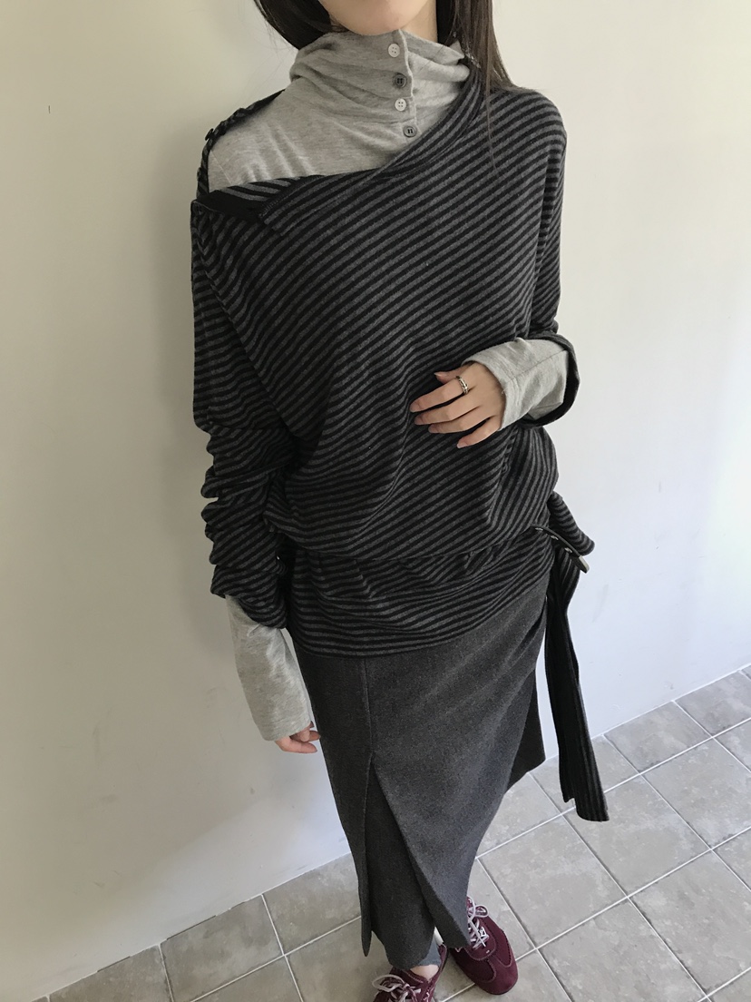 ENHANCE/HOPESMORE東大門實拍女士新品職業休閑長袖T恤條紋ENHANCE/HOPESMORE長袖T恤