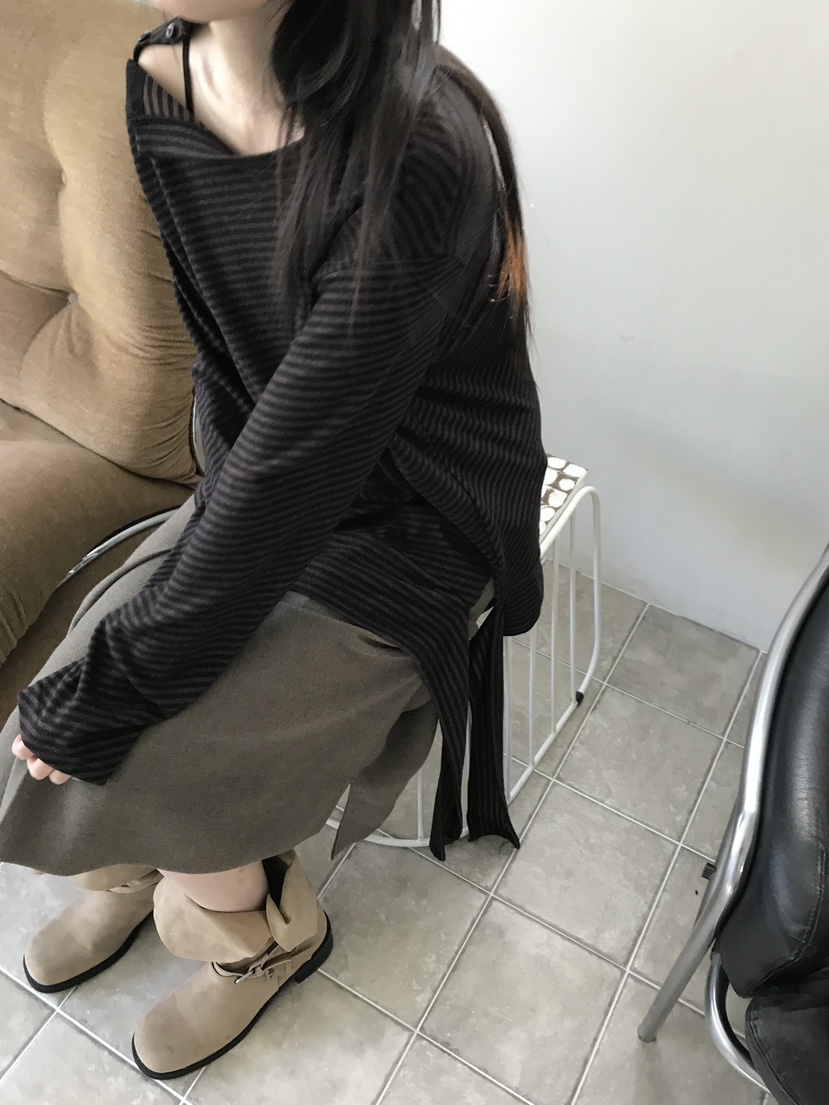 ENHANCE/HOPESMORE東大門實拍女士新品職業休閑長袖T恤條紋ENHANCE/HOPESMORE長袖T恤