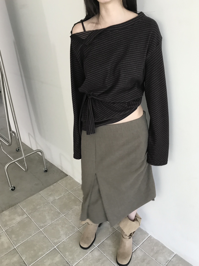 ENHANCE/HOPESMORE東大門實拍女士新品職業休閑長袖T恤條紋ENHANCE/HOPESMORE長袖T恤