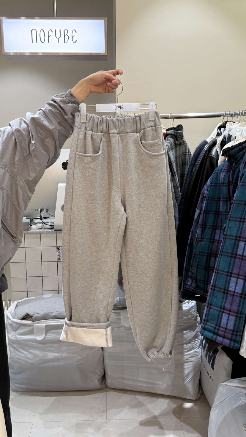 NOFYBE東大門代購女士新品推薦時尚人氣休閑褲加絨磨毛雙面NOFYBE休閑褲圖色1