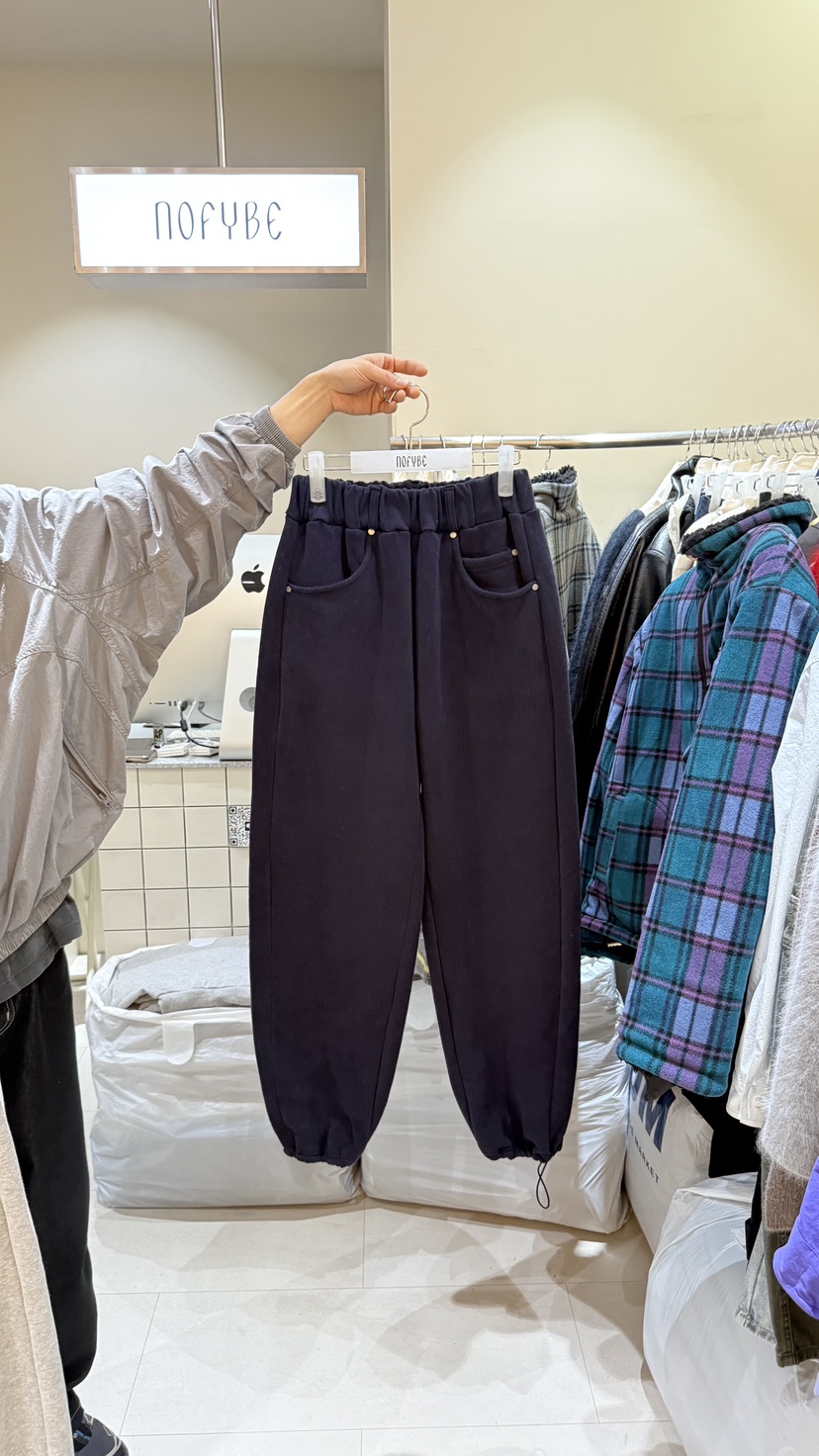 NOFYBE東大門代購女士新品推薦時尚人氣休閑褲加絨磨毛雙面NOFYBE休閑褲圖色3