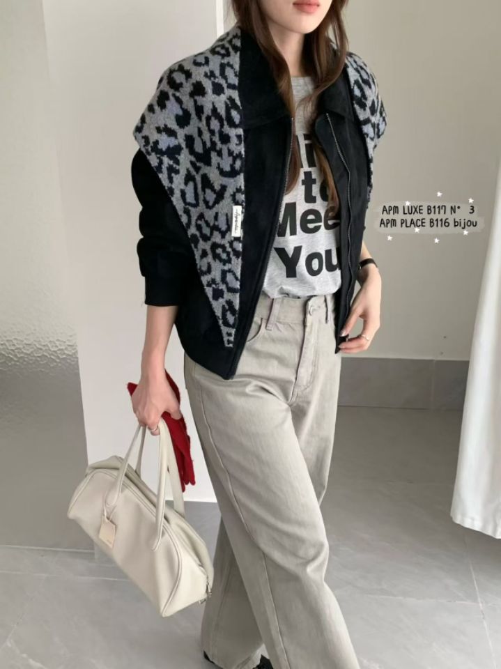 N3東大門實拍女士新款休閑時尚推薦職業圍巾披肩豹紋圍巾N3圍巾/披肩