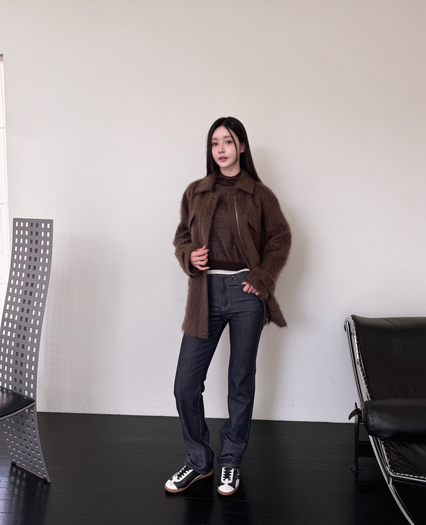 LAVIEU韓國直郵女裝新款時尚熱賣職業休閑推薦短款大衣羊絨LAVIEU短款大衣