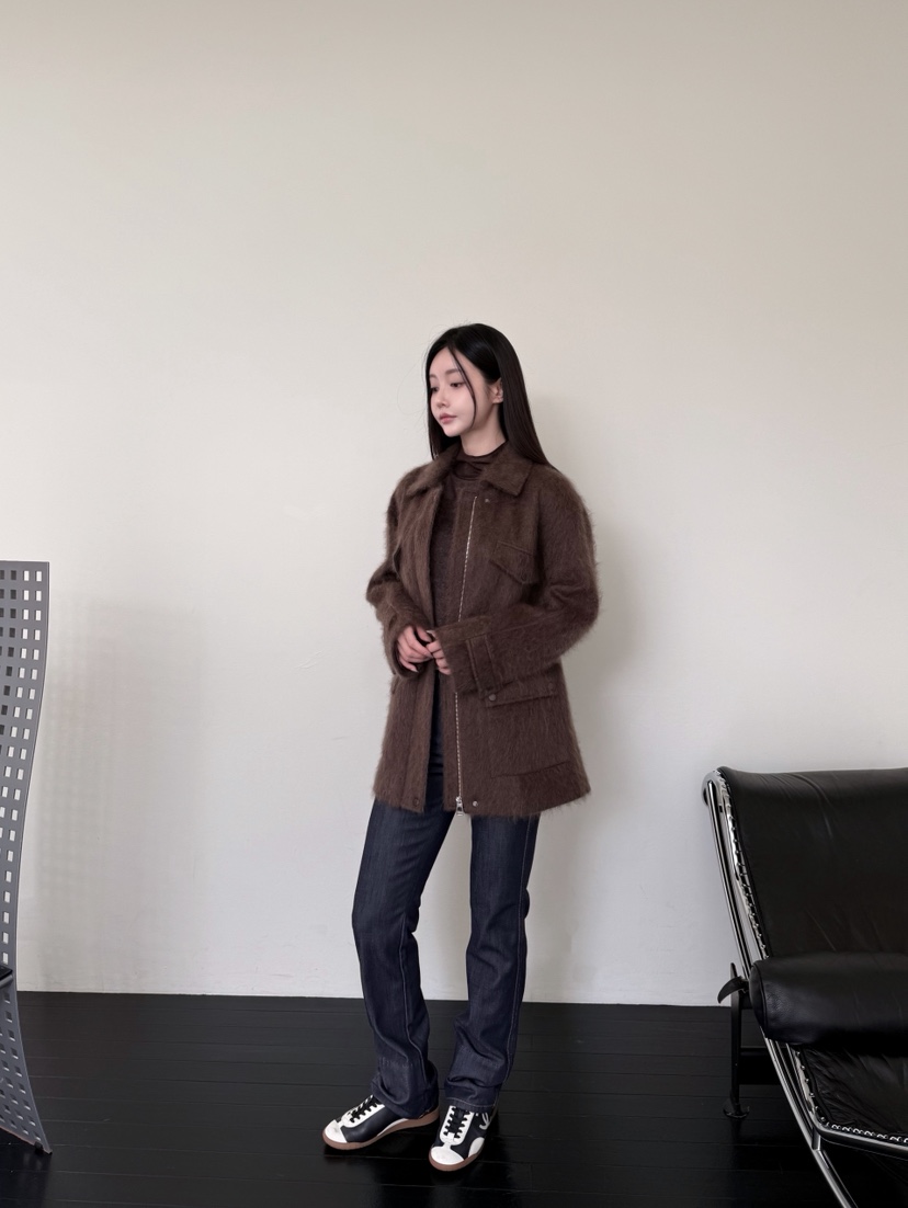 LAVIEU韓國直郵女裝新款時尚熱賣職業休閑推薦短款大衣羊絨LAVIEU短款大衣