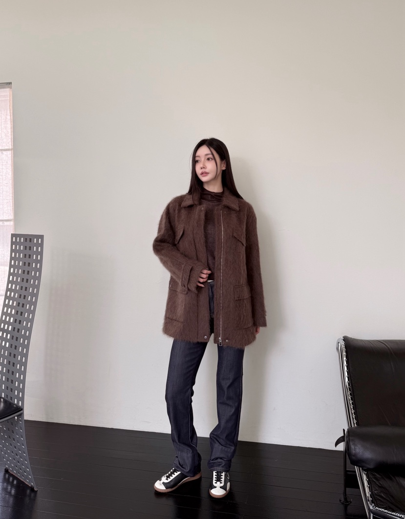 LAVIEU韓國直郵女裝新款時尚熱賣職業休閑推薦短款大衣羊絨LAVIEU短款大衣
