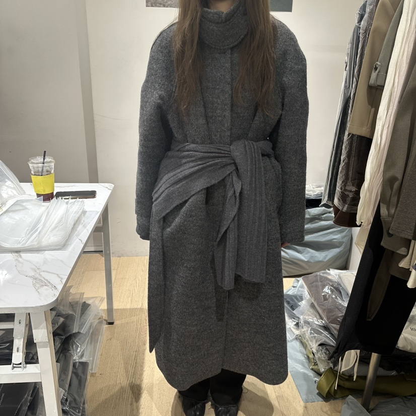 FAVOR-P東大門實拍女士新款真品休閑時尚中長款大衣含腰繩FAVOR-P中長款大衣