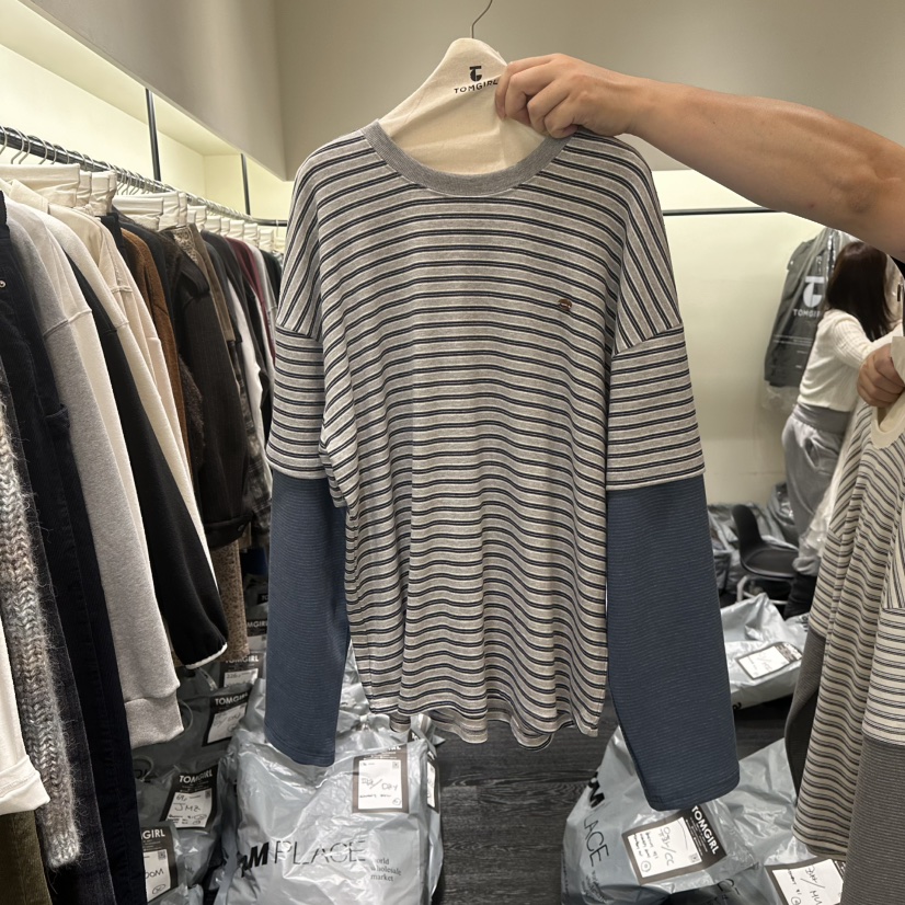 TOMGIRL東大門代購女裝新品人氣推薦熱賣真品時尚長袖T恤TOMGIRL長袖T恤圖色2