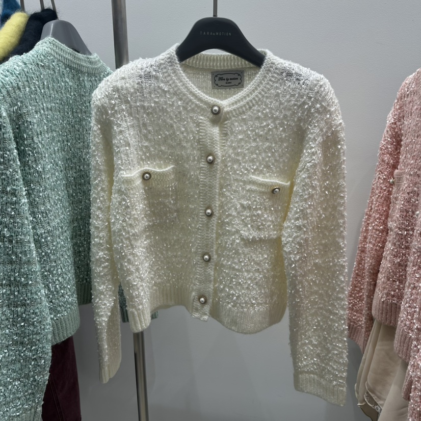 TARABY MOTION韓國直郵女士新款休閑熱賣真品開衫花呢珍珠TARABY MOTION開衫圖色2