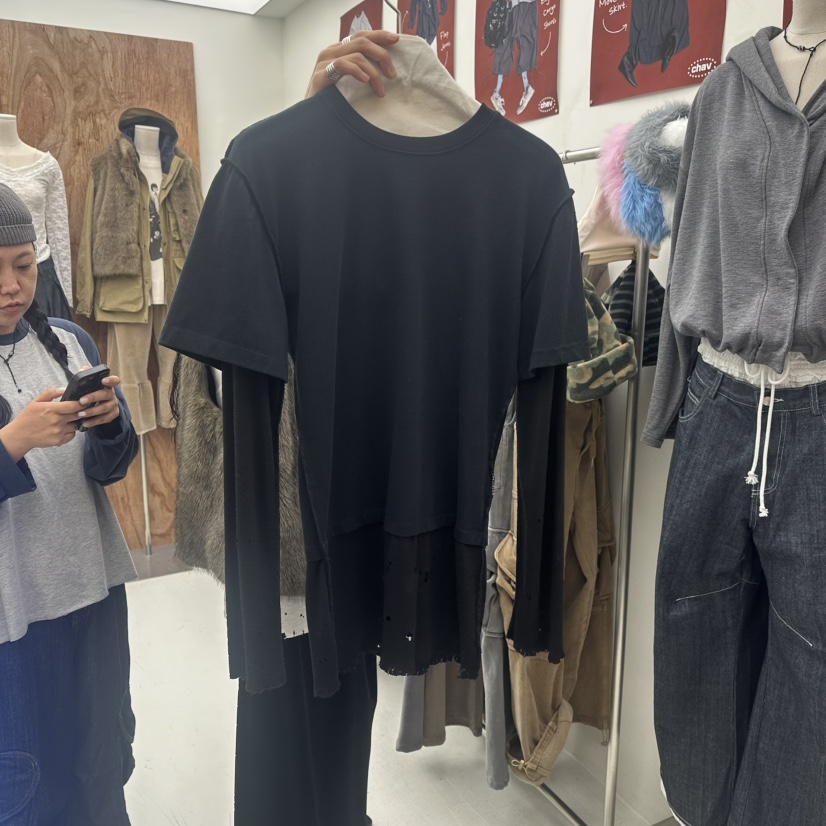 CHAV東大門直郵女裝新款休閑熱賣時尚真品人氣長袖T恤假兩件CHAV長袖T恤圖色3