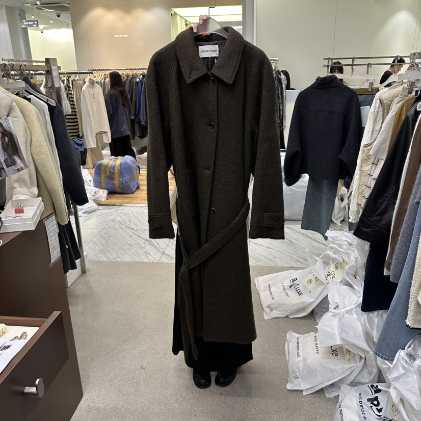 WEARABLE-L韓國代購女士新款人氣真品熱賣中長款大衣含腰帶WEARABLE中長款大衣圖色2