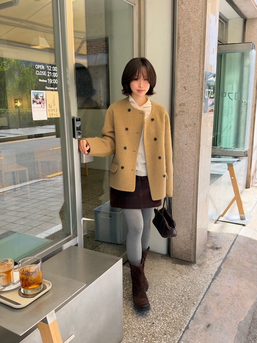 ERUME東大門實拍女士新品推薦時尚真品熱賣短款大衣手工制作ERUME短款大衣