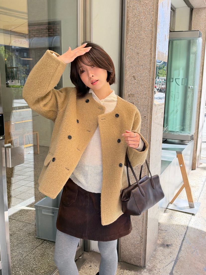 ERUME東大門實拍女士新品推薦時尚真品熱賣短款大衣手工制作ERUME短款大衣