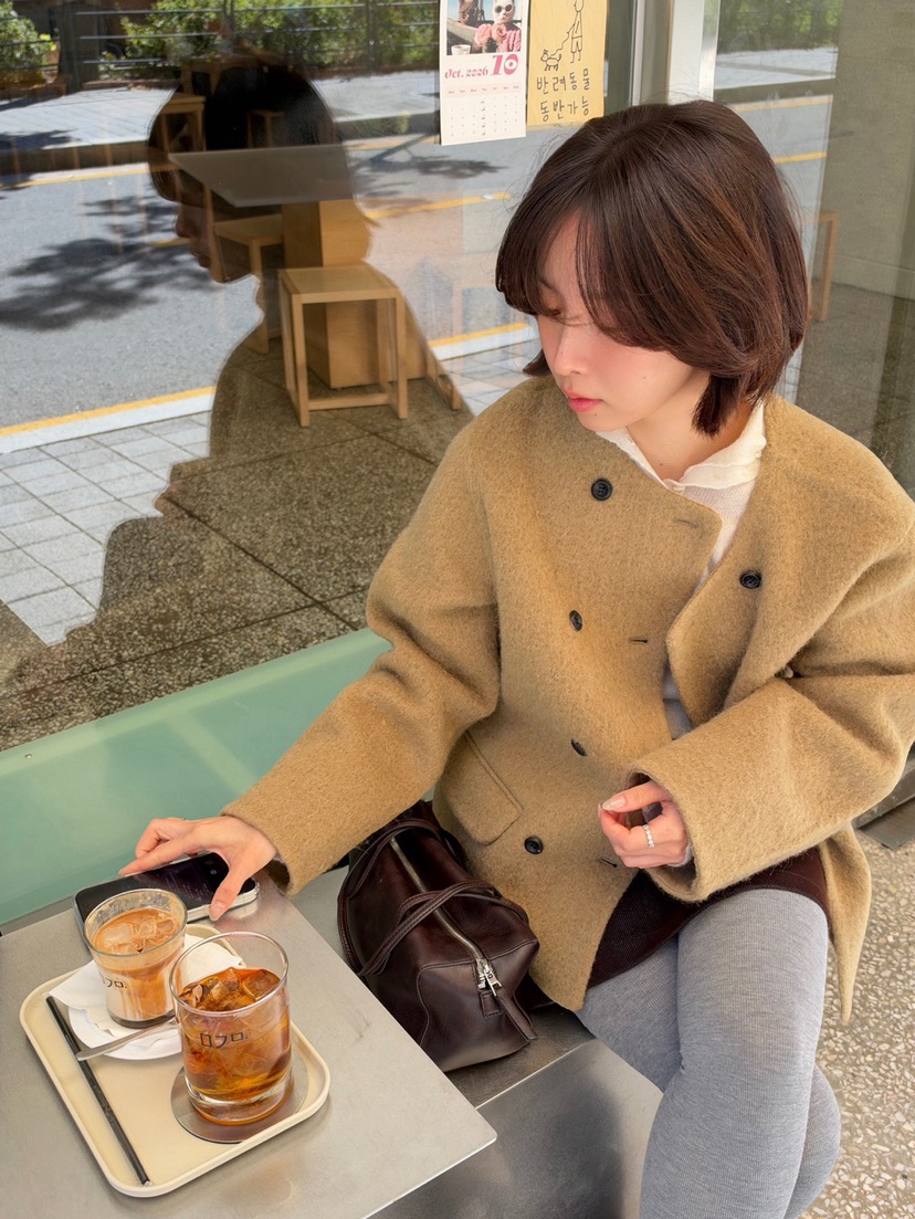 ERUME東大門實拍女士新品推薦時尚真品熱賣短款大衣手工制作ERUME短款大衣