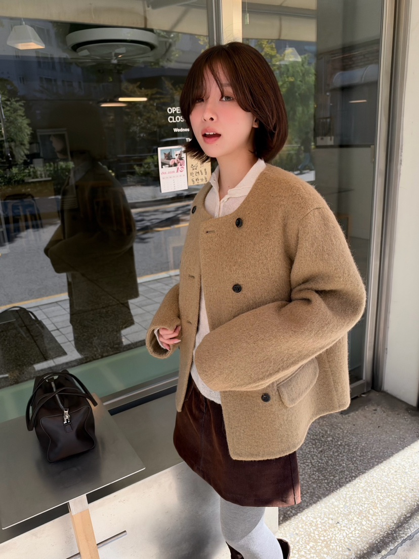 ERUME東大門實拍女士新品推薦時尚真品熱賣短款大衣手工制作ERUME短款大衣