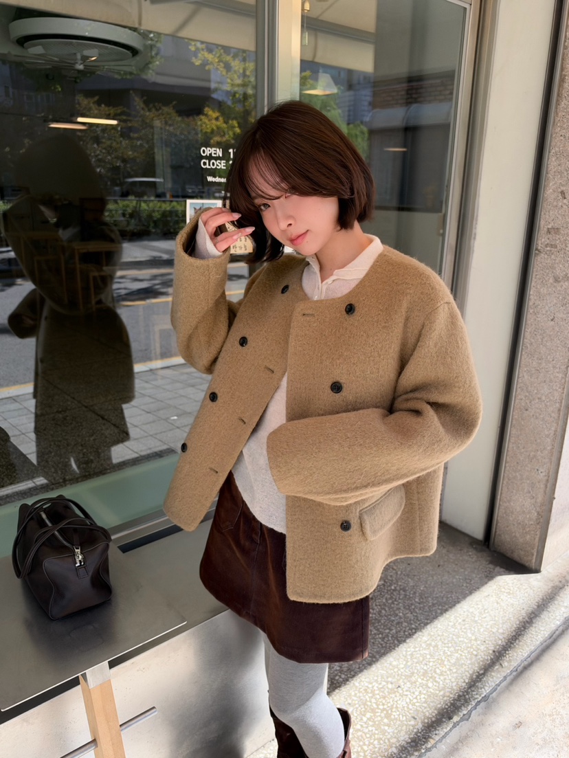 ERUME東大門實拍女士新品推薦時尚真品熱賣短款大衣手工制作ERUME短款大衣