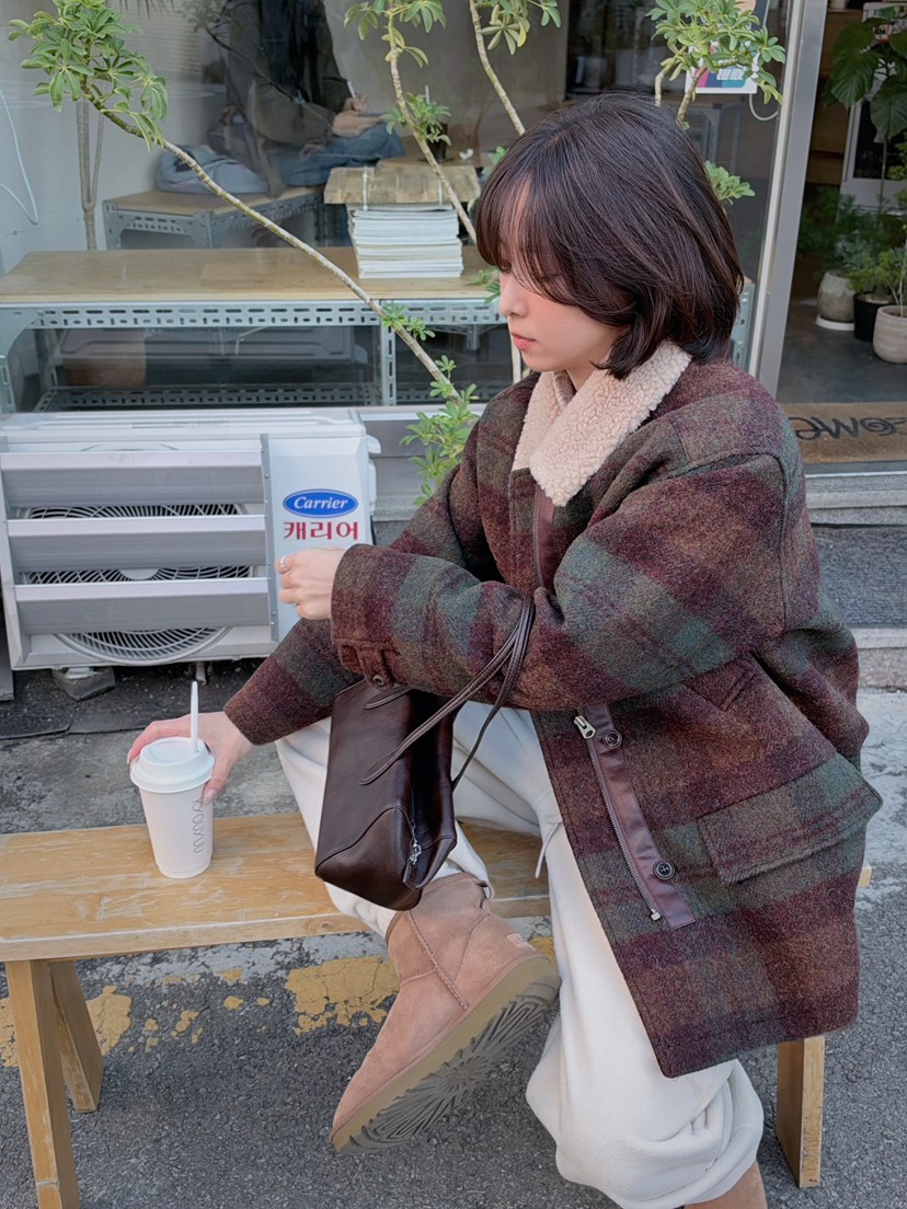 ERUME韓國代購女士新款真品推薦熱賣時尚休閑人氣短款大衣ERUME短款大衣