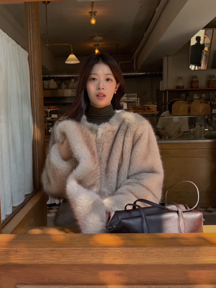 ERUME東大門代購女士新款推薦休閑時尚人氣真品短款大衣圍巾ERUME短款大衣