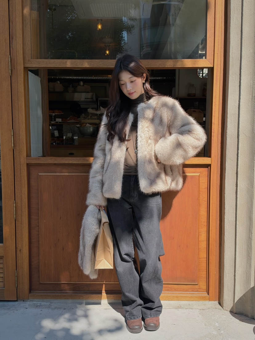 ERUME東大門代購女士新款推薦休閑時尚人氣真品短款大衣圍巾ERUME短款大衣