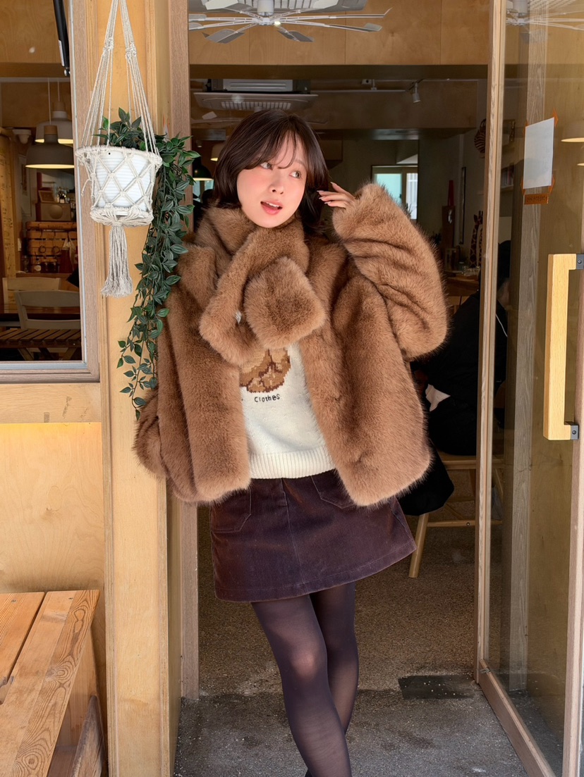 ERUME東大門代購女士新款推薦休閑時尚人氣真品短款大衣圍巾ERUME短款大衣