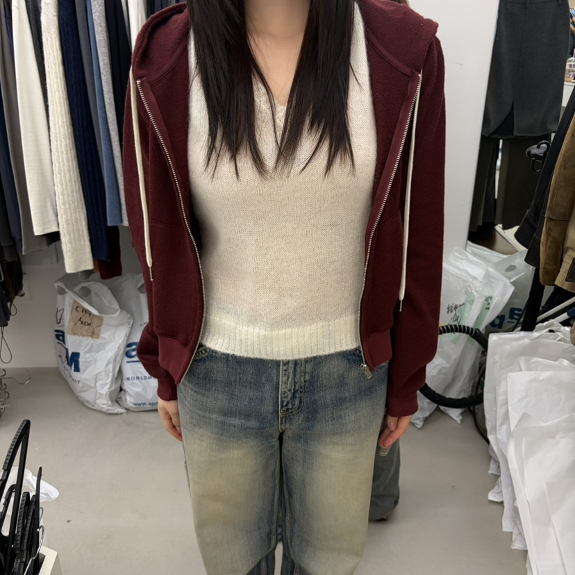 PADO韓國代購女裝新款推薦時尚衛衣拉鏈連帽衫連帽衫加絨PADO衛衣圖色3