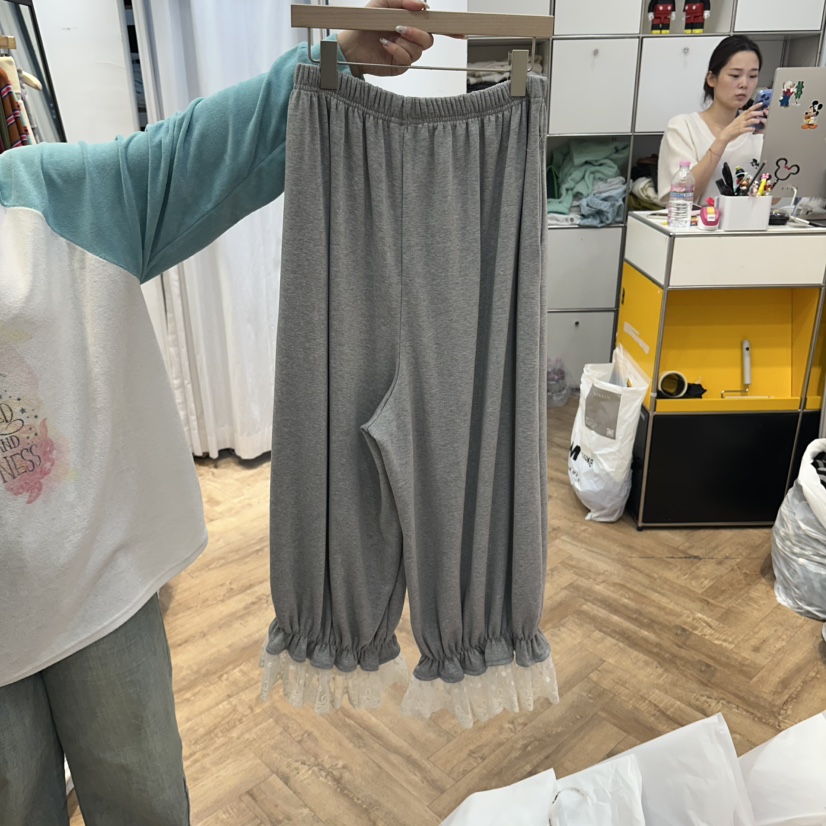 DE LINE東大門代購女士新品時尚真品推薦休閑褲拉絨蕾絲DE LINE休閑褲