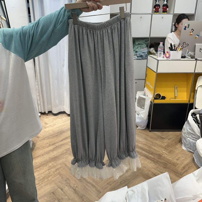 DE LINE東大門代購女士新品時尚真品推薦休閑褲拉絨蕾絲DE LINE休閑褲圖色1