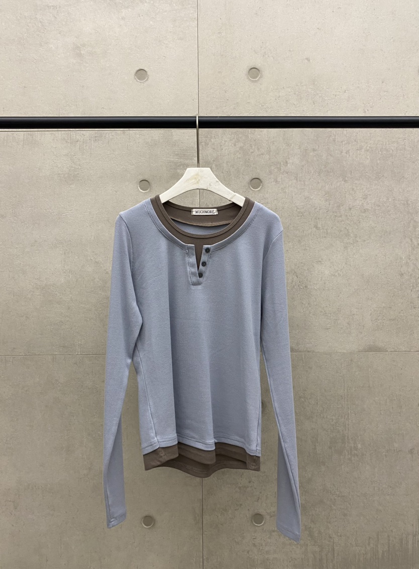 MUCH MORE/JACKPOT韓國直郵女裝新款人氣長袖T恤假兩件MUCH MORE/JACKPOT長袖T恤圖色1