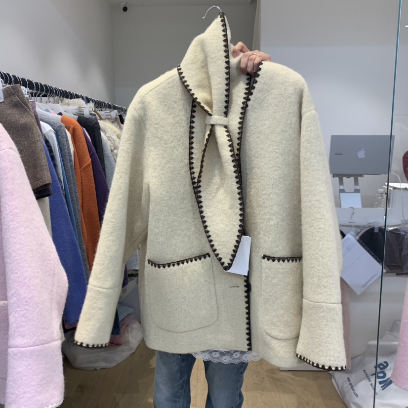 RUMIRU/AWEAR韓國直郵女裝新品熱賣推薦休閑短款大衣含圍巾awear/RUMIRU短款大衣圖色1