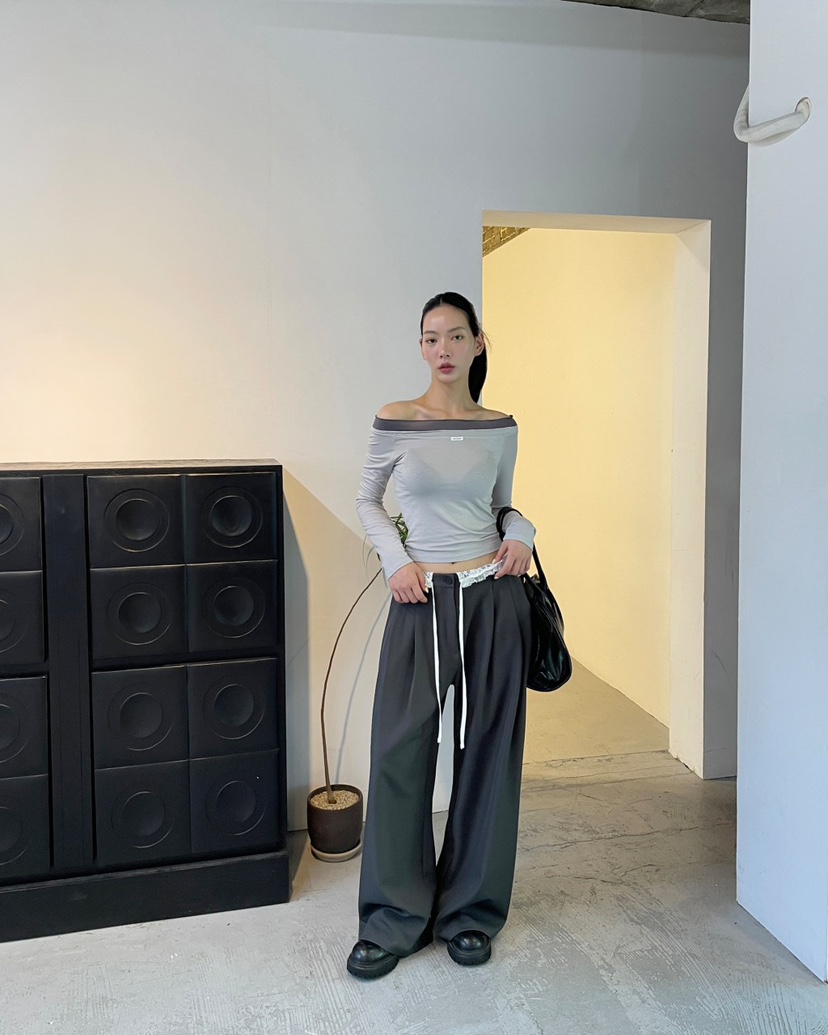 D2/A2東大門實拍女裝新品人氣熱賣真品時尚推薦休閑褲蕾絲D2/A2休閑褲圖色2墨